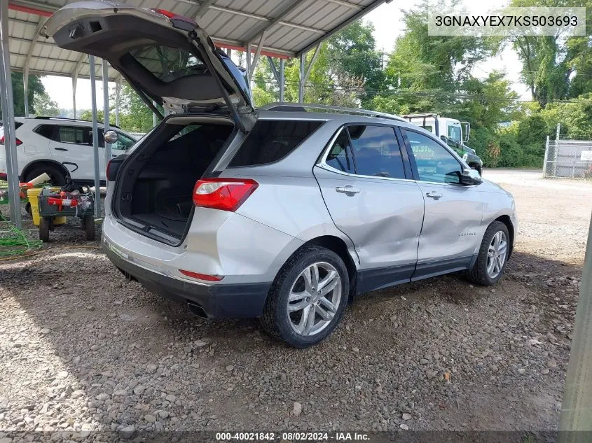 2019 Chevrolet Equinox Premier VIN: 3GNAXYEX7KS503693 Lot: 40021842