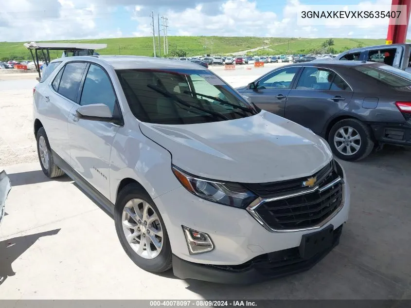 2019 Chevrolet Equinox Lt VIN: 3GNAXKEVXKS635407 Lot: 40078097