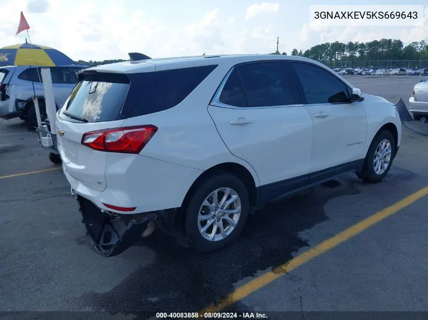 2019 Chevrolet Equinox Lt VIN: 3GNAXKEV5KS669643 Lot: 40083858