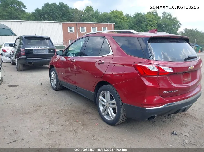 2019 Chevrolet Equinox Premier VIN: 2GNAXYEX7K6108265 Lot: 40089450