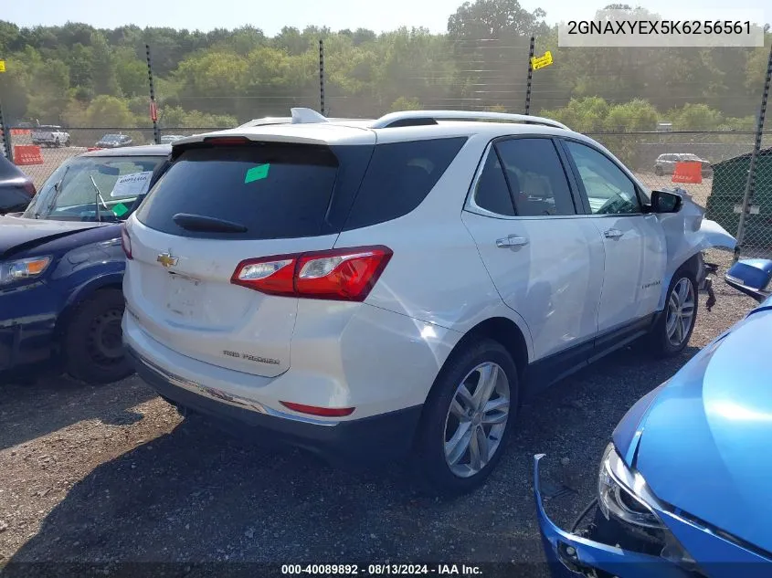 2019 Chevrolet Equinox Premier VIN: 2GNAXYEX5K6256561 Lot: 40089892