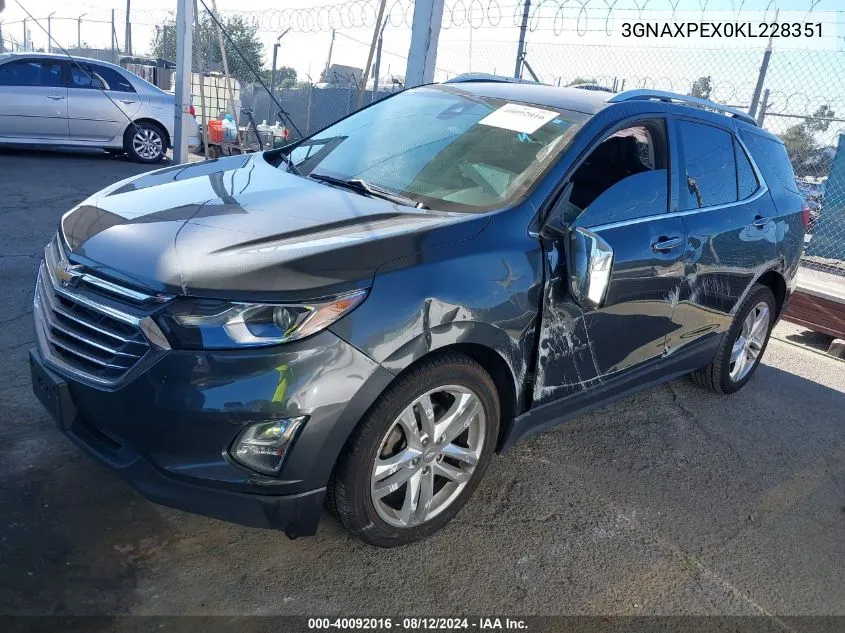 3GNAXPEX0KL228351 2019 Chevrolet Equinox Premier