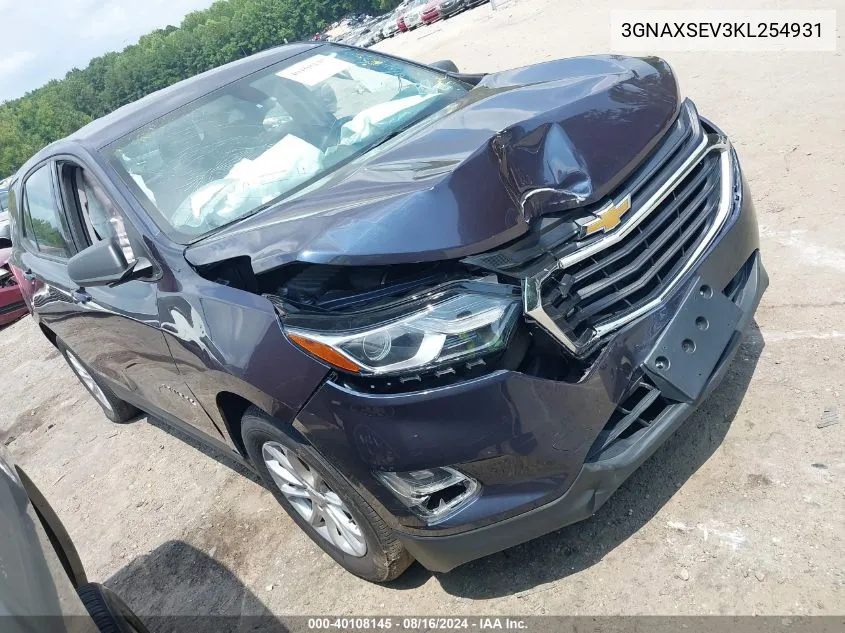 2019 Chevrolet Equinox Ls VIN: 3GNAXSEV3KL254931 Lot: 40108145