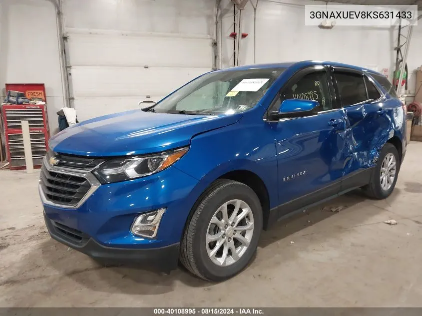 2019 Chevrolet Equinox Lt VIN: 3GNAXUEV8KS631433 Lot: 40108995