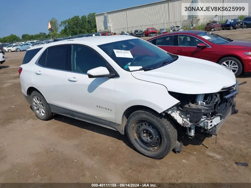 2019 Chevrolet Equinox Lt VIN: 3GNAXJEV8KS625999 Lot: 40111155