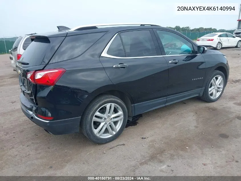 2019 Chevrolet Equinox Premier VIN: 2GNAXYEX4K6140994 Lot: 40150791