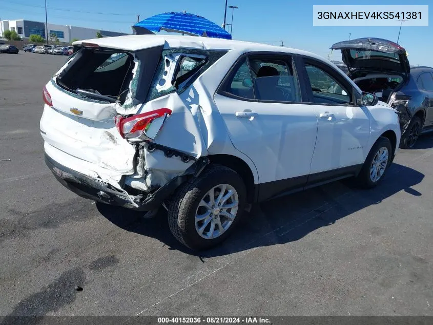 2019 Chevrolet Equinox Ls VIN: 3GNAXHEV4KS541381 Lot: 40152036