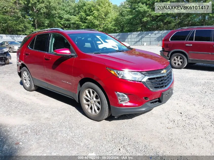 2019 Chevrolet Equinox Lt VIN: 2GNAXKEV8K6101417 Lot: 40152210