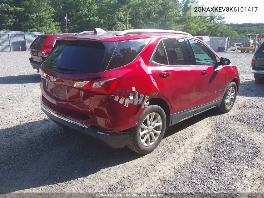 2019 Chevrolet Equinox Lt VIN: 2GNAXKEV8K6101417 Lot: 40152210