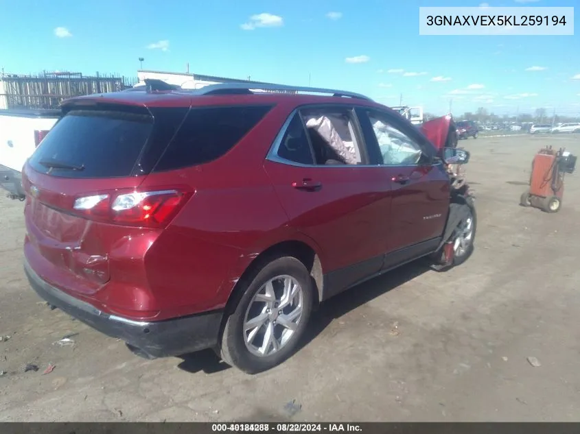 2019 Chevrolet Equinox Lt VIN: 3GNAXVEX5KL259194 Lot: 40184288