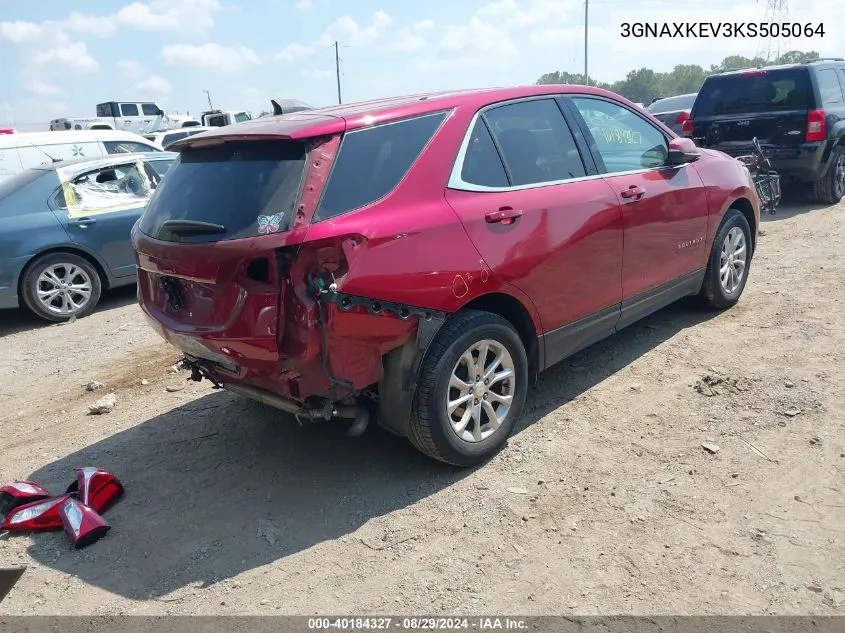 2019 Chevrolet Equinox Lt VIN: 3GNAXKEV3KS505064 Lot: 40184327