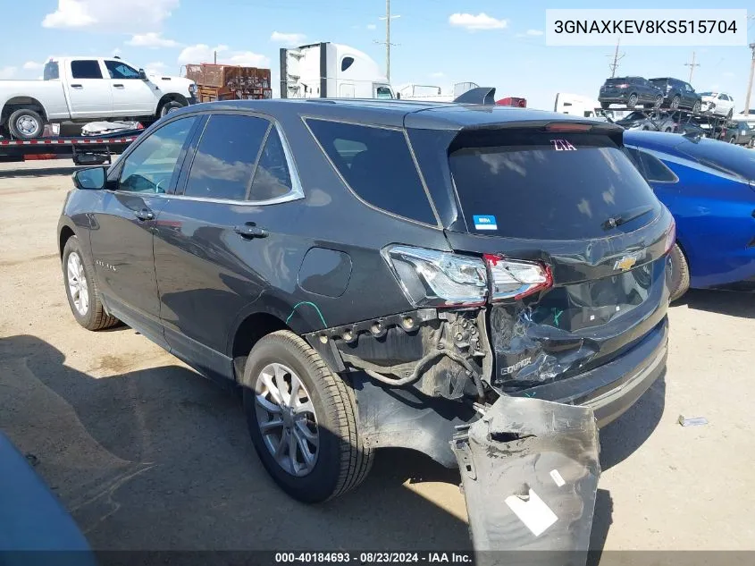 2019 Chevrolet Equinox Lt VIN: 3GNAXKEV8KS515704 Lot: 40184693