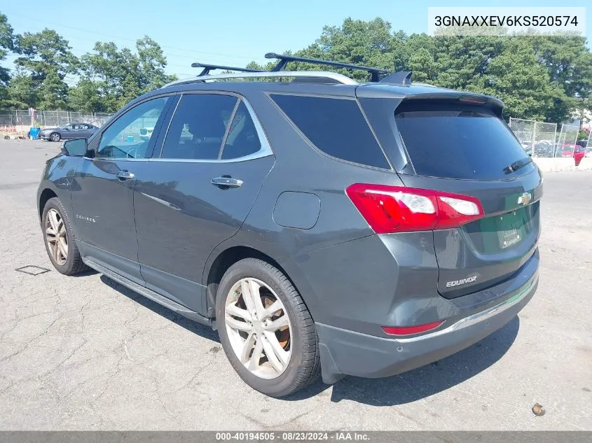 2019 Chevrolet Equinox Premier VIN: 3GNAXXEV6KS520574 Lot: 40194505