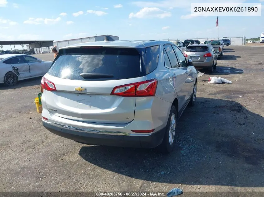 2019 Chevrolet Equinox Lt VIN: 2GNAXKEV0K6261890 Lot: 40203756