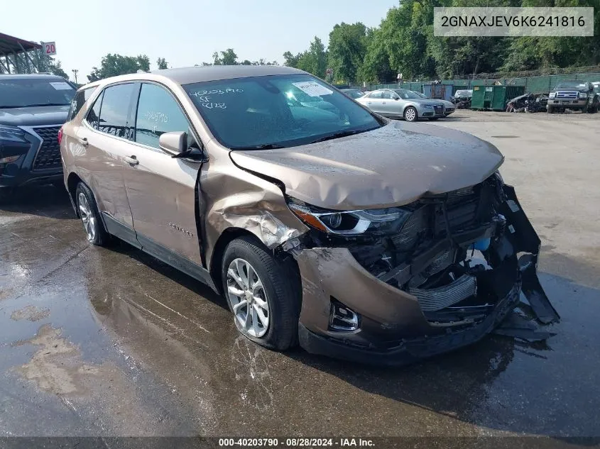 2019 Chevrolet Equinox Lt VIN: 2GNAXJEV6K6241816 Lot: 40203790