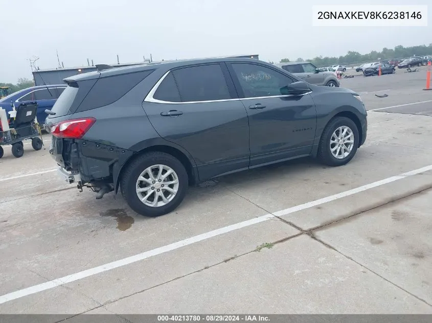 2019 Chevrolet Equinox Lt VIN: 2GNAXKEV8K6238146 Lot: 40213780