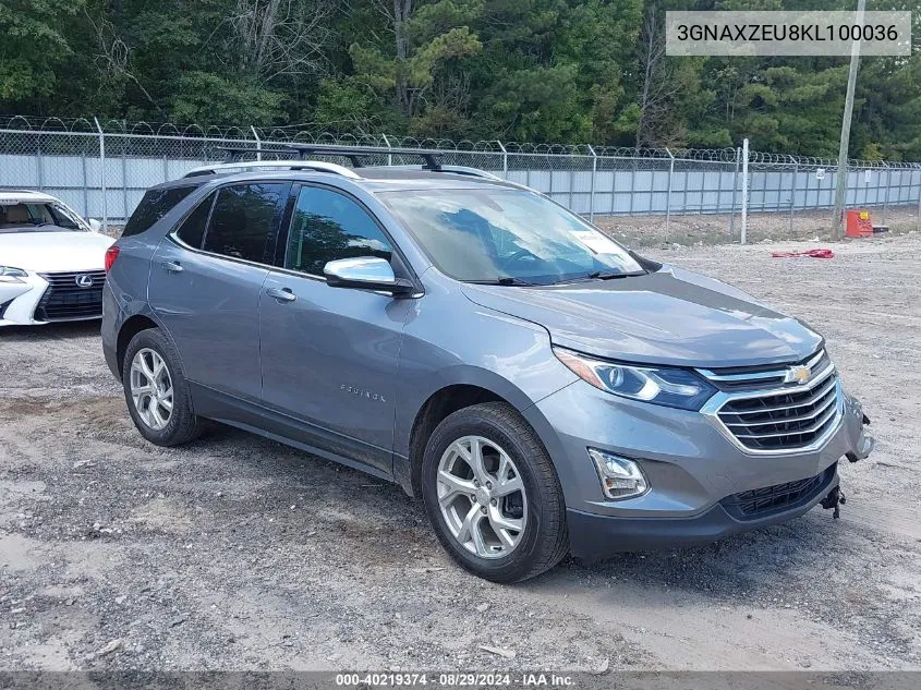 2019 Chevrolet Equinox Premier VIN: 3GNAXZEU8KL100036 Lot: 40219374