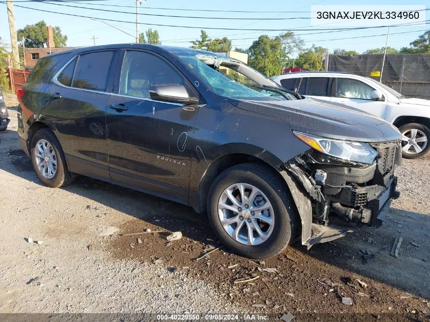 2019 Chevrolet Equinox Lt VIN: 3GNAXJEV2KL334960 Lot: 40229850