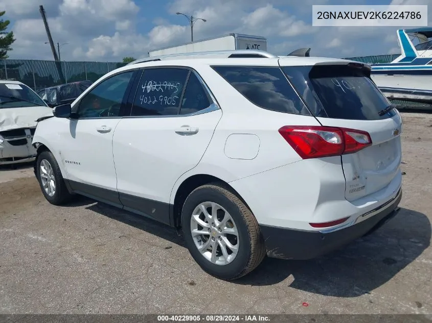 2019 Chevrolet Equinox Lt VIN: 2GNAXUEV2K6224786 Lot: 40229905