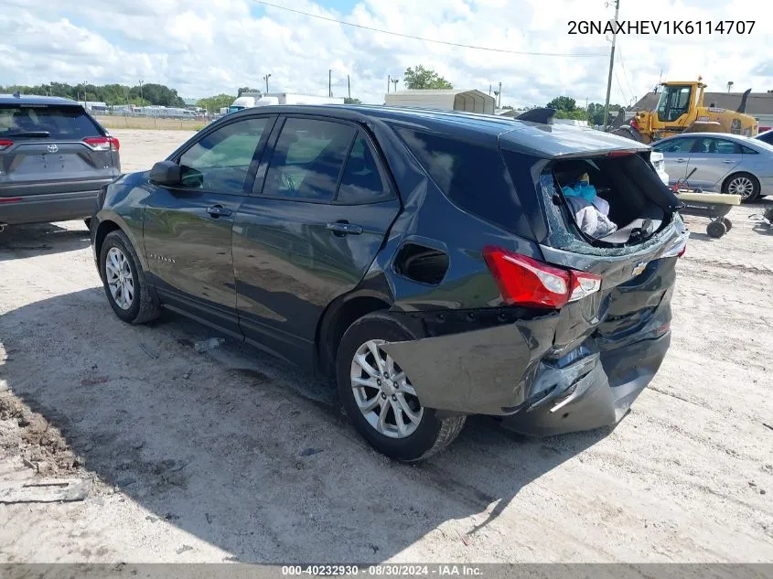 2019 Chevrolet Equinox Ls VIN: 2GNAXHEV1K6114707 Lot: 40232930