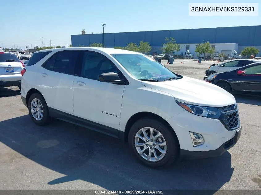 2019 Chevrolet Equinox Ls VIN: 3GNAXHEV6KS529331 Lot: 40234418