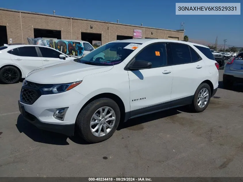 2019 Chevrolet Equinox Ls VIN: 3GNAXHEV6KS529331 Lot: 40234418