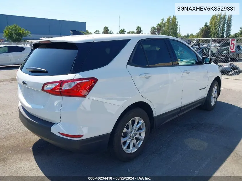 2019 Chevrolet Equinox Ls VIN: 3GNAXHEV6KS529331 Lot: 40234418