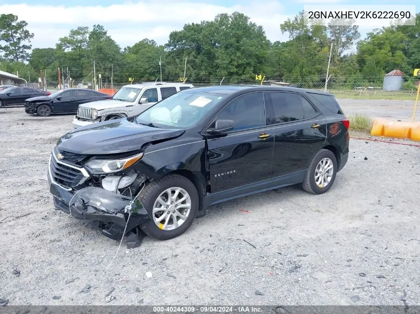 2019 Chevrolet Equinox Ls VIN: 2GNAXHEV2K6222690 Lot: 40244309