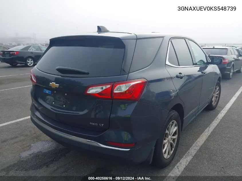 2019 Chevrolet Equinox Lt VIN: 3GNAXUEV0KS548739 Lot: 40258616