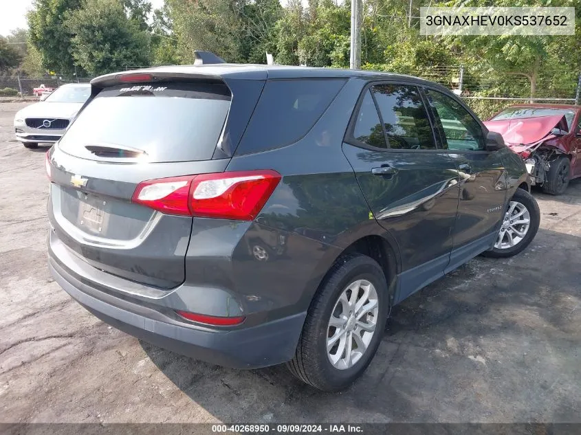 2019 Chevrolet Equinox Ls VIN: 3GNAXHEV0KS537652 Lot: 40268950