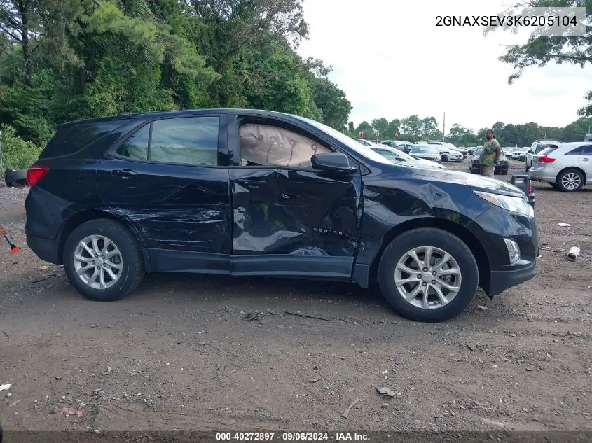 2019 Chevrolet Equinox Ls VIN: 2GNAXSEV3K6205104 Lot: 40272897