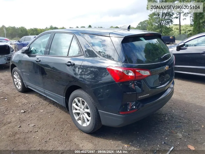 2019 Chevrolet Equinox Ls VIN: 2GNAXSEV3K6205104 Lot: 40272897