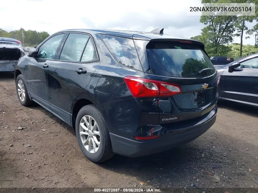 2019 Chevrolet Equinox Ls VIN: 2GNAXSEV3K6205104 Lot: 40272897