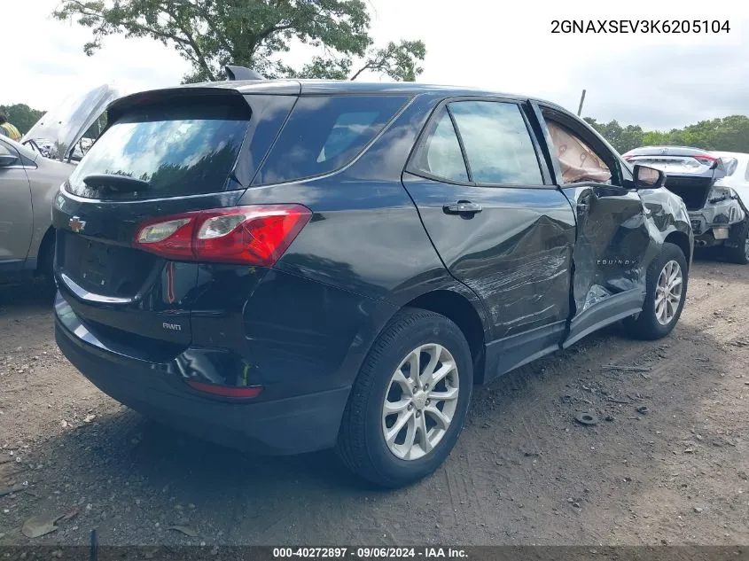 2019 Chevrolet Equinox Ls VIN: 2GNAXSEV3K6205104 Lot: 40272897