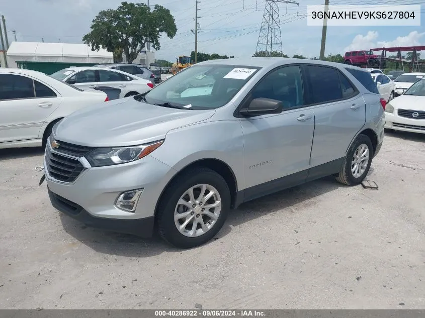 2019 Chevrolet Equinox Ls VIN: 3GNAXHEV9KS627804 Lot: 40286922