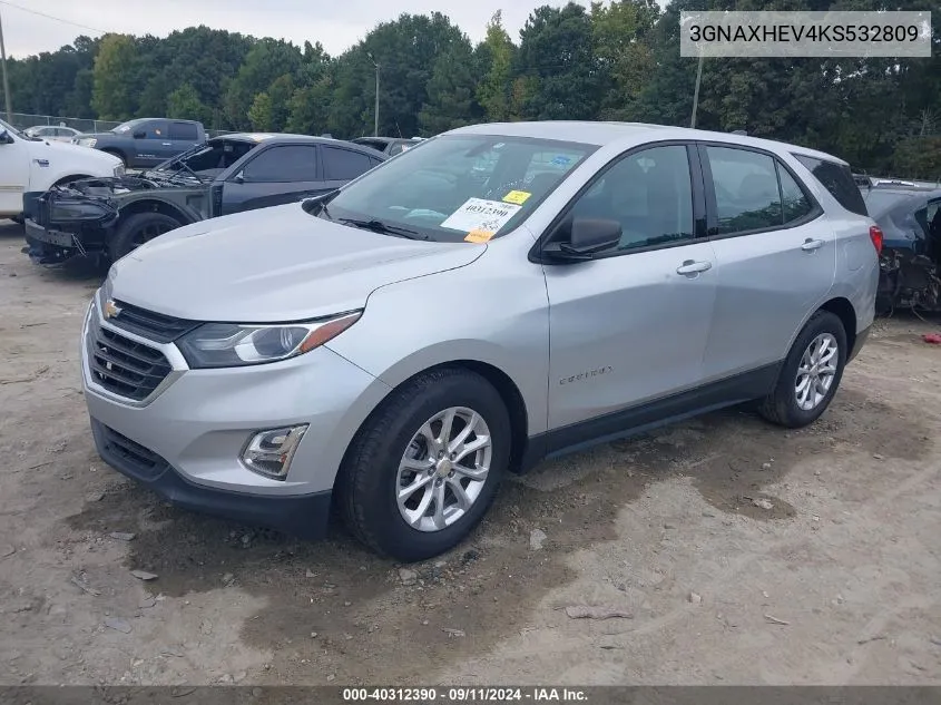 2019 Chevrolet Equinox Ls VIN: 3GNAXHEV4KS532809 Lot: 40312390