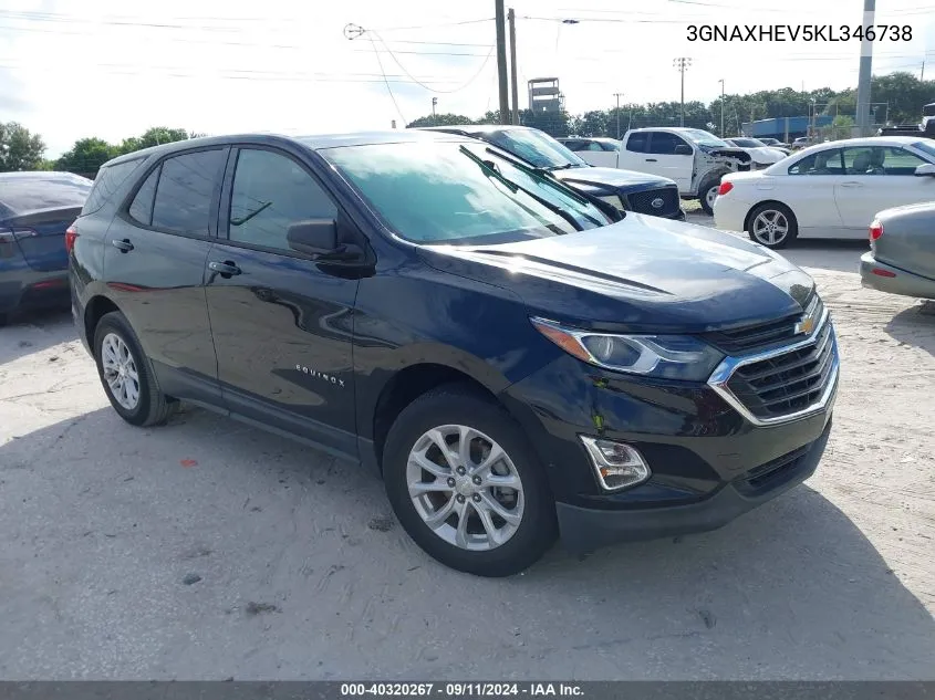 2019 Chevrolet Equinox Ls VIN: 3GNAXHEV5KL346738 Lot: 40320267