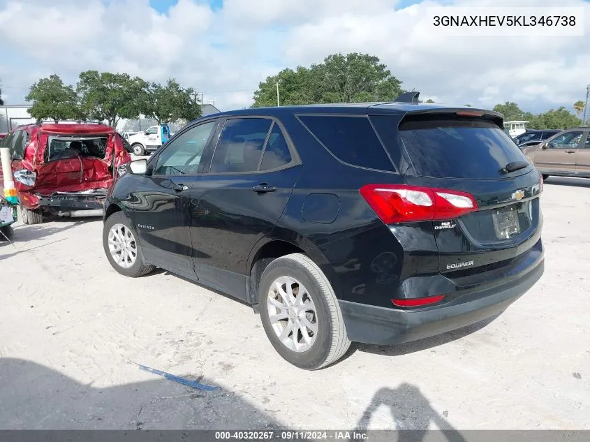 2019 Chevrolet Equinox Ls VIN: 3GNAXHEV5KL346738 Lot: 40320267