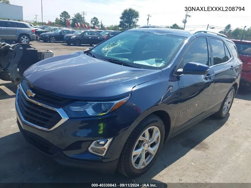 2019 Chevrolet Equinox Lt VIN: 3GNAXLEXXKL208794 Lot: 40330843