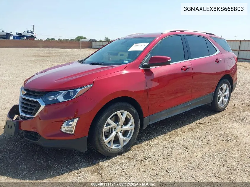 2019 Chevrolet Equinox Lt VIN: 3GNAXLEX8KS668803 Lot: 40331171