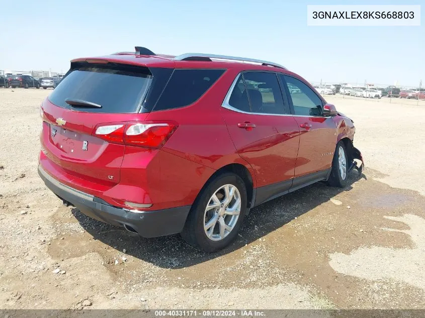 2019 Chevrolet Equinox Lt VIN: 3GNAXLEX8KS668803 Lot: 40331171