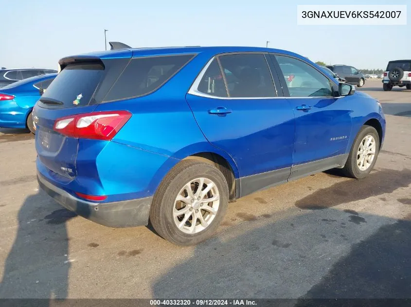 2019 Chevrolet Equinox Lt VIN: 3GNAXUEV6KS542007 Lot: 40332320