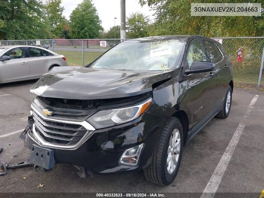 2019 Chevrolet Equinox Lt VIN: 3GNAXUEV2KL204663 Lot: 72426724