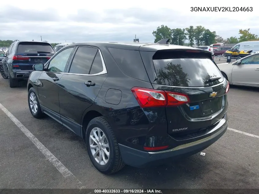 2019 Chevrolet Equinox Lt VIN: 3GNAXUEV2KL204663 Lot: 72426724