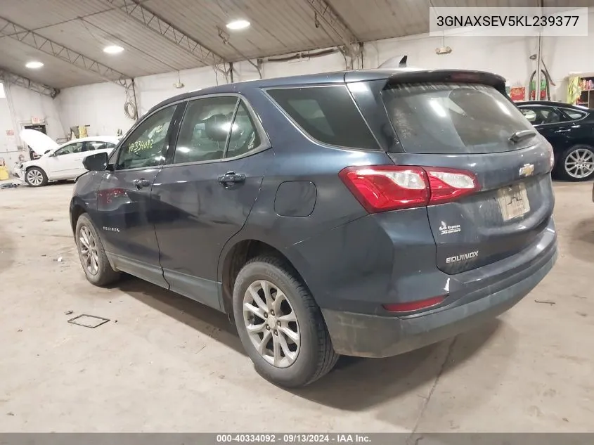 2019 Chevrolet Equinox Ls VIN: 3GNAXSEV5KL239377 Lot: 40334092