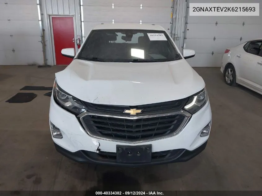 2019 Chevrolet Equinox Lt VIN: 2GNAXTEV2K6215693 Lot: 40334382