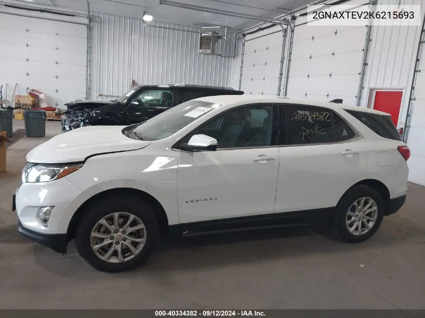 2019 Chevrolet Equinox Lt VIN: 2GNAXTEV2K6215693 Lot: 40334382