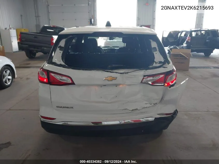 2019 Chevrolet Equinox Lt VIN: 2GNAXTEV2K6215693 Lot: 40334382