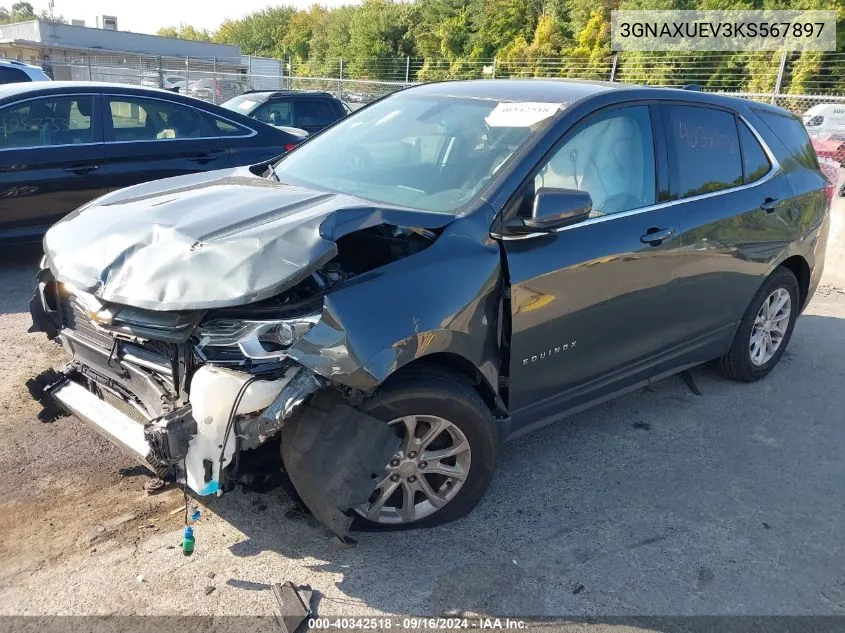 2019 Chevrolet Equinox Lt VIN: 3GNAXUEV3KS567897 Lot: 40342518