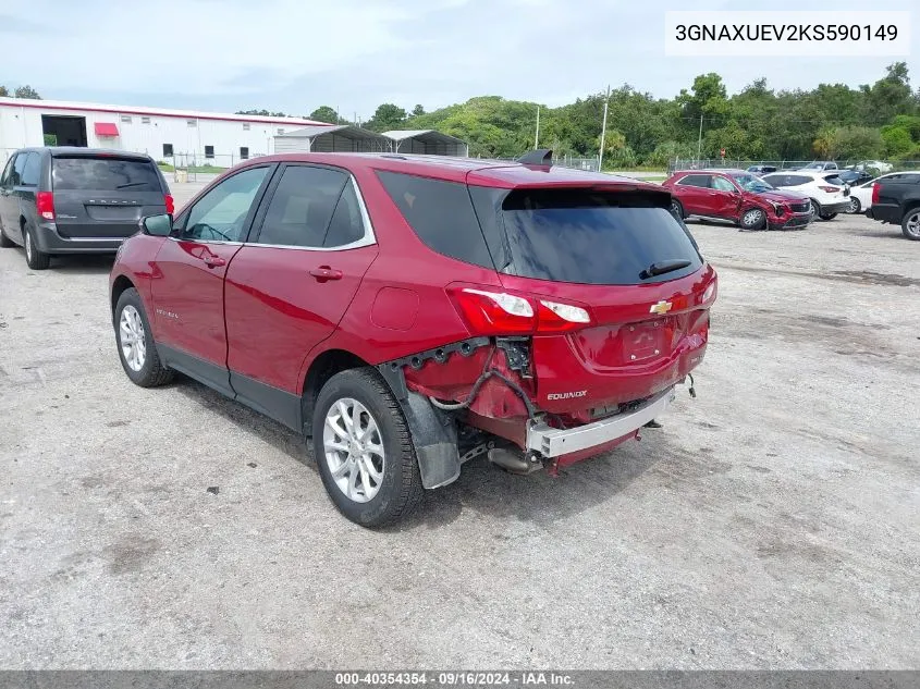 2019 Chevrolet Equinox Lt VIN: 3GNAXUEV2KS590149 Lot: 40354354